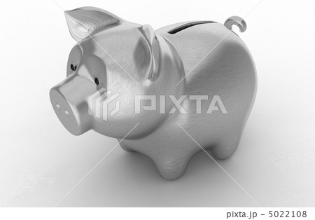 Wealth: Silver piggy bank over white 5022108