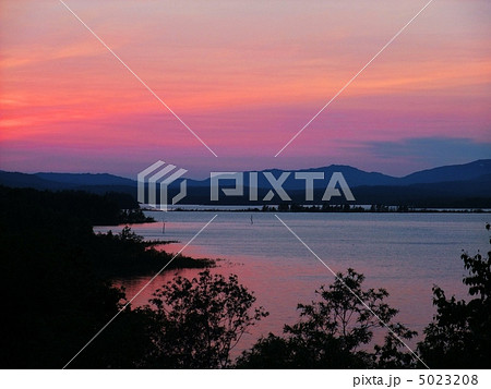 朱鞠内湖夕焼け 春の展望3 朱鞠内湖夕焼け 春の展望3 5023208
