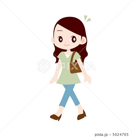 若い女性 歩くのイラスト素材