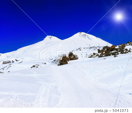 Beautiful view of mountaint Elbrus, - highest peak of Europe 5041071