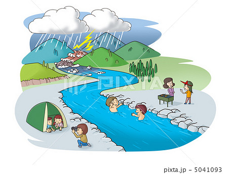 川の水難事故 イメージのイラスト素材