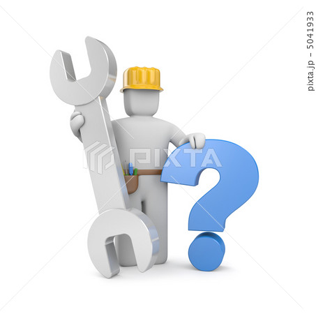 3d worker with spanner and question 3d worker with spanner and question 5041933