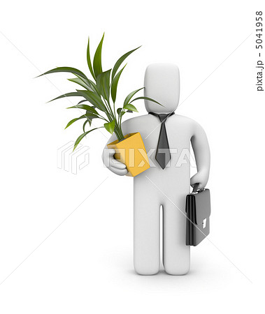 Businessman hold pot with plant. Moving metaphor 5041958