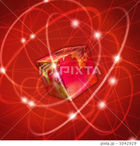 赤いブロック形状の地球 5042929