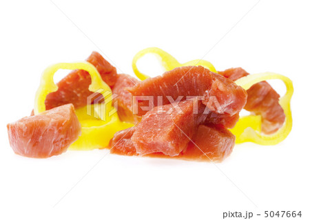 chunks of meat and peppers isolated on white chunks of meat and peppers isolated on white 5047664