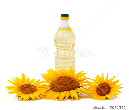 Vegetable oil in a bottle with flowers sunflower 5051542