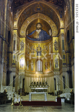 モンレアーレ、ドゥオーモ内、金色のモザイク 5053530