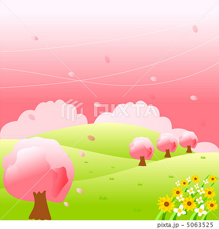 春 自然 風景 桜 背景のイラスト素材