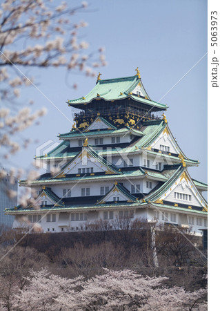 大阪城天守閣とサクラ 5063973