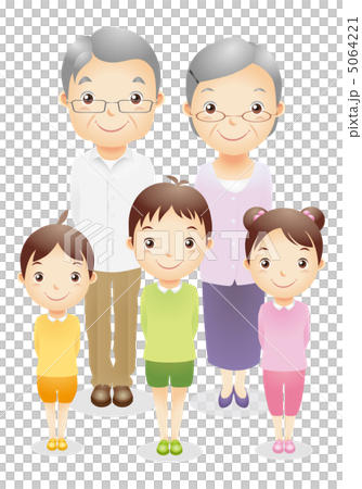 おじいさん おばあさん 孫たちイラストのイラスト素材