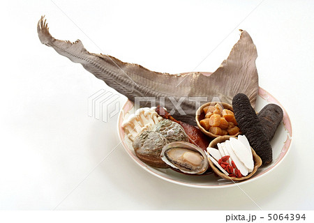 高級食材 中華食材 中華料理 フカヒレ なまこ アワビ 貝柱 海鮮食材 海鮮の写真素材