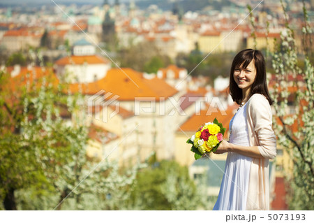 beautiful young bride on the background of Prague beautiful young bride on the background of Prague 5073193