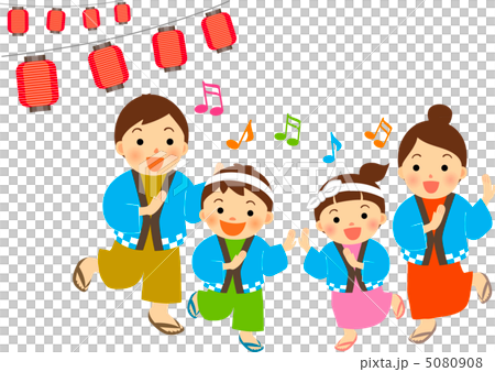 夏祭り家族2のイラスト素材