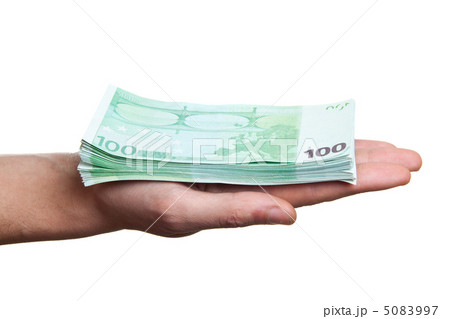 close up image of hand taking several bills 5083997