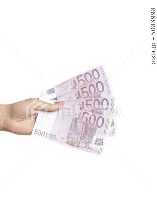 Male hand holding four 500 euro notes isolated 5083998