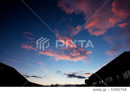 evening sky over the roof and the silhouette of the house evening sky over the roof and the silhouette of the house 5090708