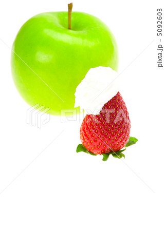 apple strawberry and cream isolated on white apple strawberry and cream isolated on white 5092603