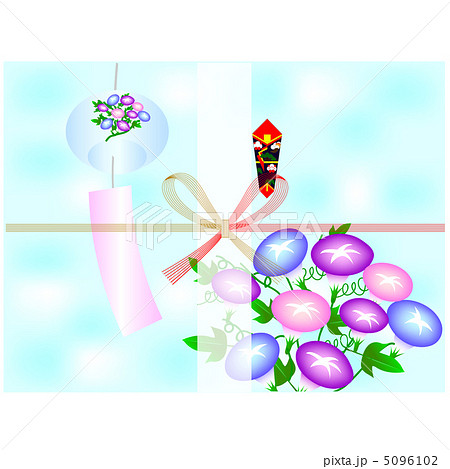 のし 紫陽花 風鈴 お中元 背景のイラスト素材