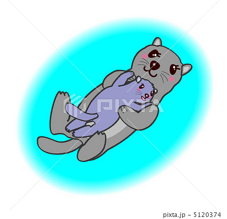 ラッコ 親子のイラスト素材