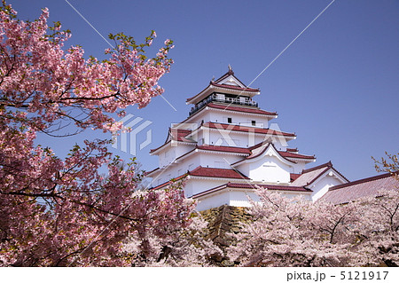 鶴ヶ城と桜　福島県会津若松市 5121917