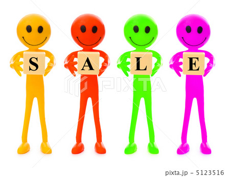 Smilies holding word SALE isolated on white Smilies holding word SALE isolated on white 5123516