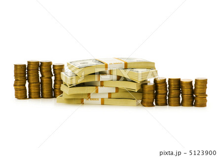Dollars and coins isolated on the white background 5123900