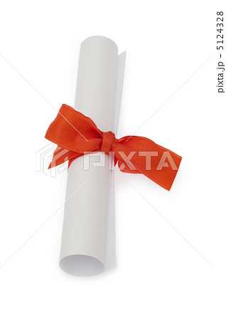 Diploma with red ribbon isolated on white Diploma with red ribbon isolated on white 5124328