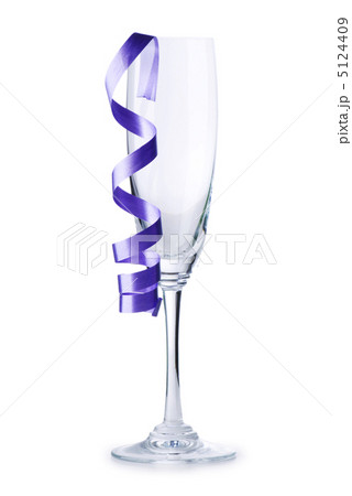 Bottle of wine and glass with streamer on white Bottle of wine and glass with streamer on white 5124409