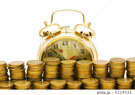 Time is money concept with clock and coins Time is money concept with clock and coins 5124535