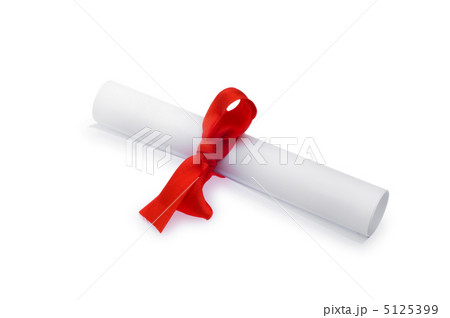 Diploma with red ribbon isolated on white Diploma with red ribbon isolated on white 5125399