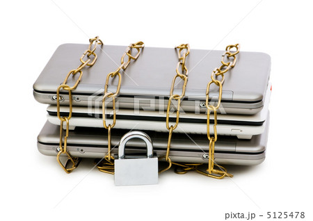 Concept of computer security with laptop and chain Concept of computer security with laptop and chain 5125478
