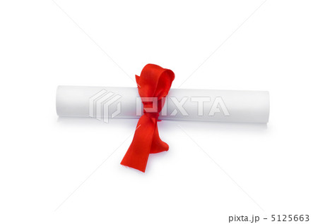 Diploma with red ribbon isolated on white Diploma with red ribbon isolated on white 5125663