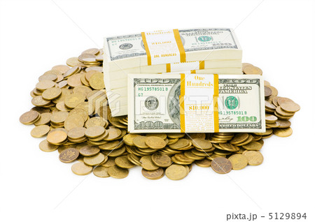 Dollars and coins isolated on the white background 5129894