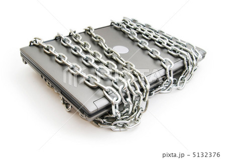 Computer security concept with laptop and chain 5132376