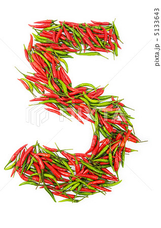 Numbers with green and red peppers - number Numbers with green and red peppers - number 5133643