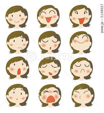 女性の顔の表情12のイラスト素材