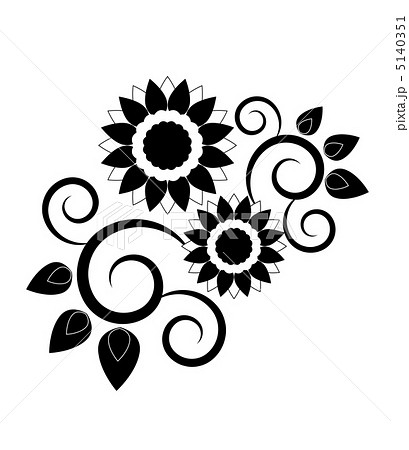 驚くばかりひまわり イラスト 白黒 美しい花の画像