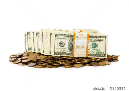 Dollars and coins isolated on the white background Dollars and coins isolated on the white background 5140582