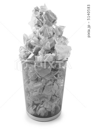 Garbage bin with paper waste isolated on white Garbage bin with paper waste isolated on white 5140583