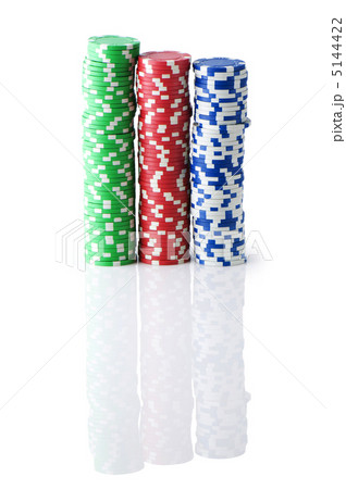 Stack of various casino chips - gambling concept 5144422