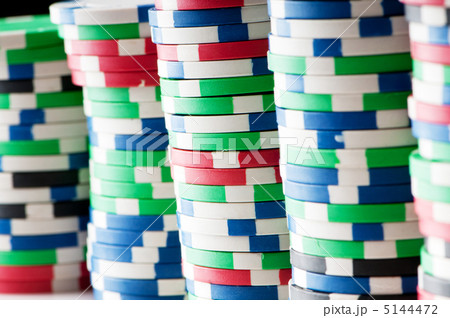 Stack of various casino chips - gambling concept 5144472