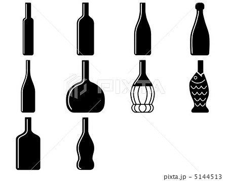 色々な形のワインボトルのイラスト素材
