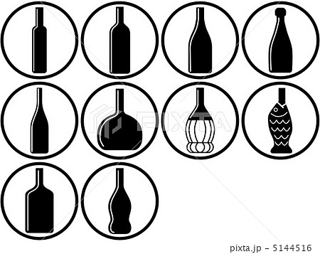 色々な形のワインボトルのイラスト素材