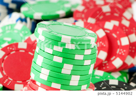 Stack of various casino chips - gambling concept 5144902