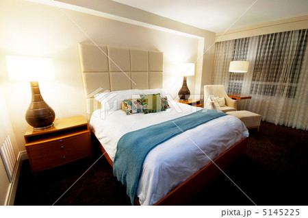 Double bed in the modern interior room 5145225