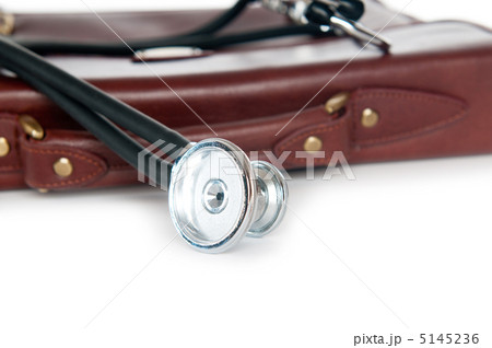 Doctor's brown leather case with the stethoscope 5145236