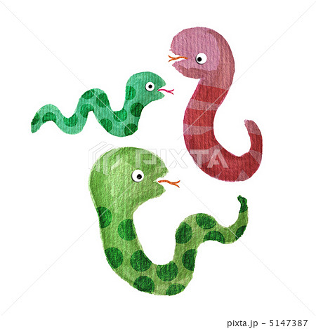 水彩画の蛇イラストのイラスト素材