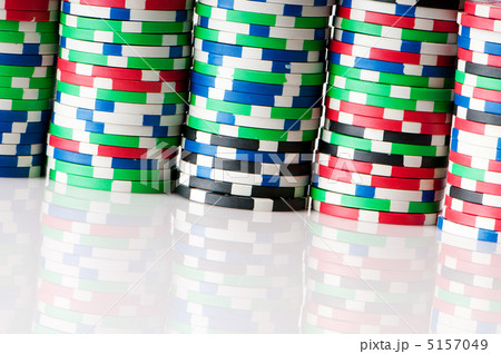 Stack of various casino chips - gambling concept 5157049
