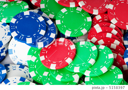 Stack of various casino chips - gambling concept 5158397