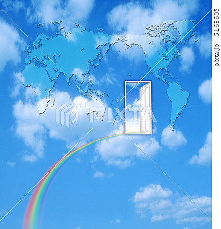 青空の向こうにある扉 世界地図のイラスト素材